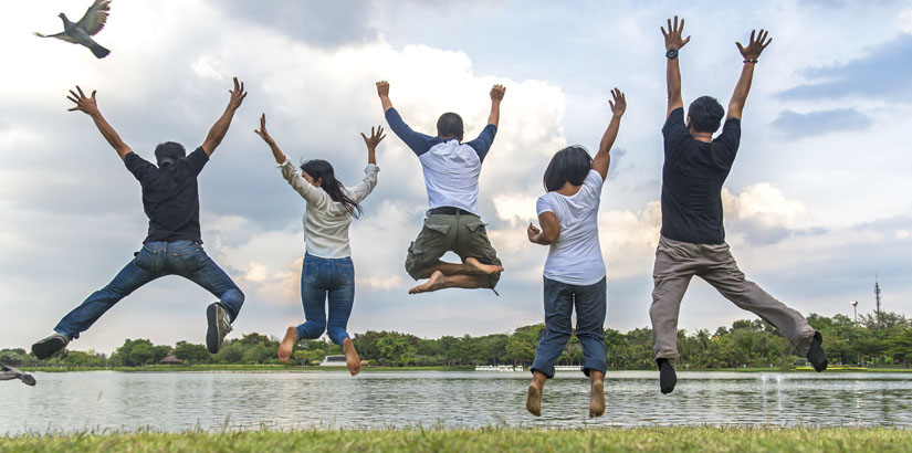 Students in a park