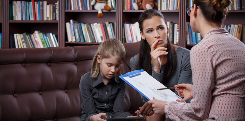 Psychologist consultation with a mother and her daughter